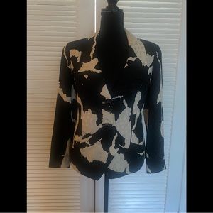 David Hayes Vintage Black and Cream Jacket and Skirt Set 100% Silk Size 8